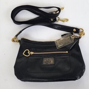 Coach Poppy Daisy Liquid Black Patent Leather Shoulder Bag W/ Crossbody Strap!!!